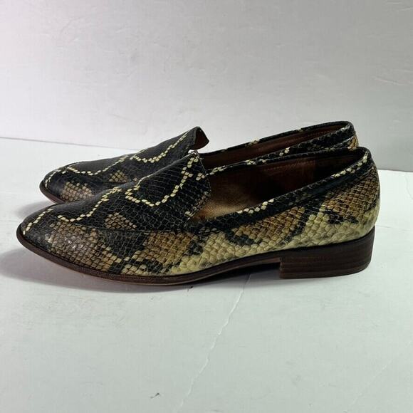 Madewell Shoes Womens 9 Brown Frances Loafer in Snake Print Embossed Leather - Picture 1 of 12